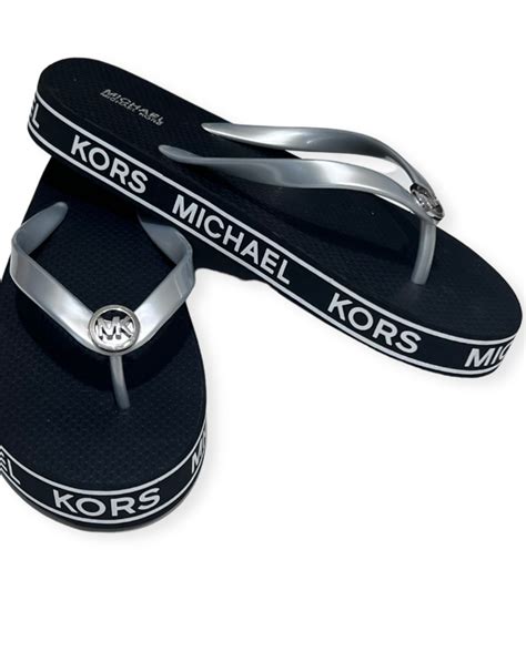 mk slippers black